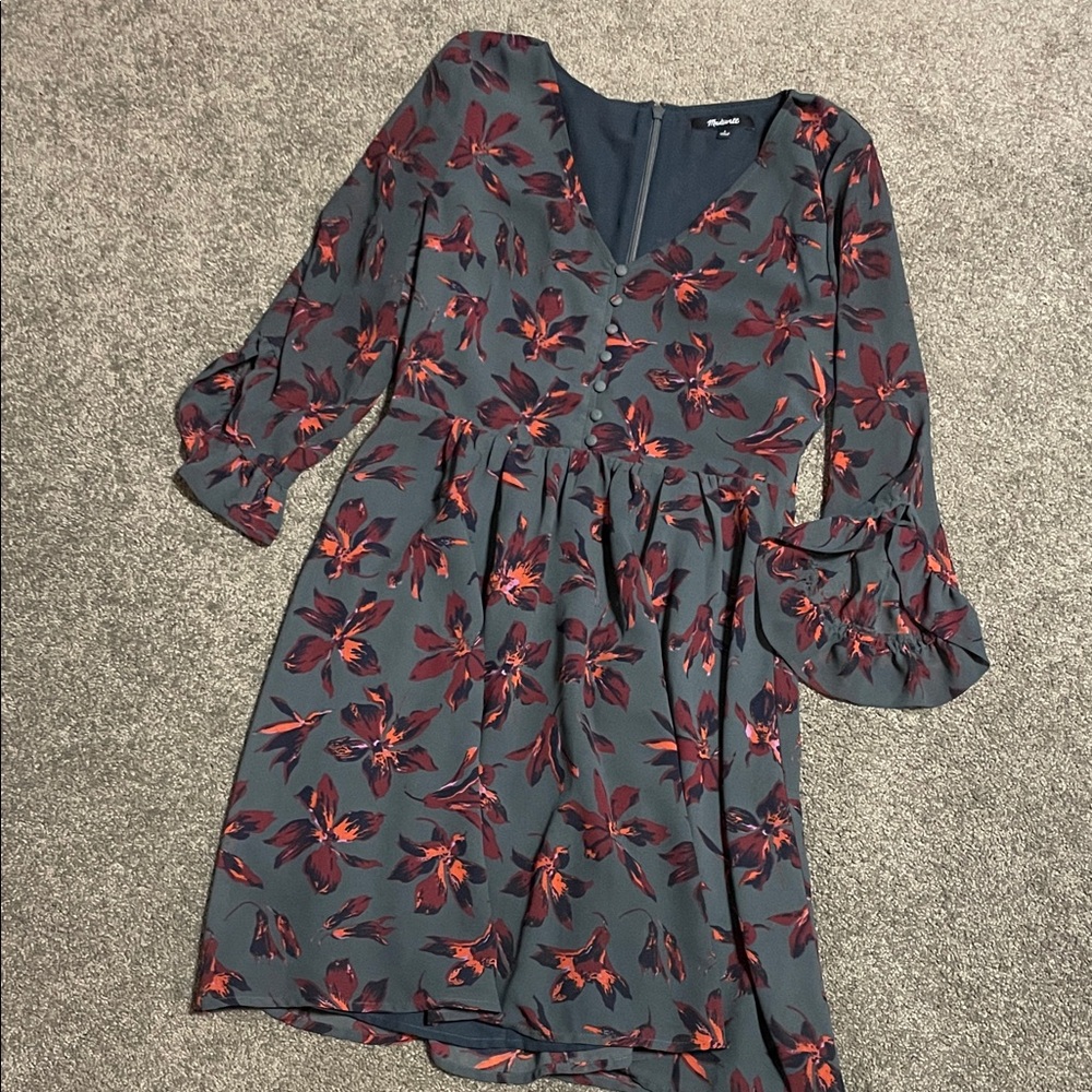 Madewell 3/4 Sleeve Floral feminine Dress 2